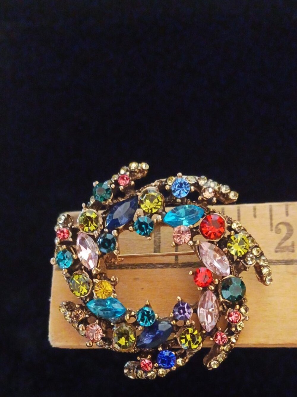 Colorful Rhinestone Brooch - Picture 3 of 4
